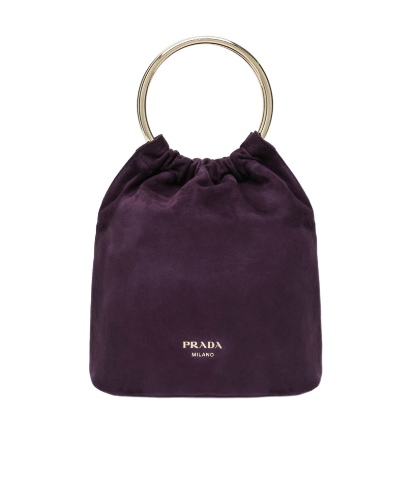 Prada Mini Bucket Bag In Plum Suede In Purple