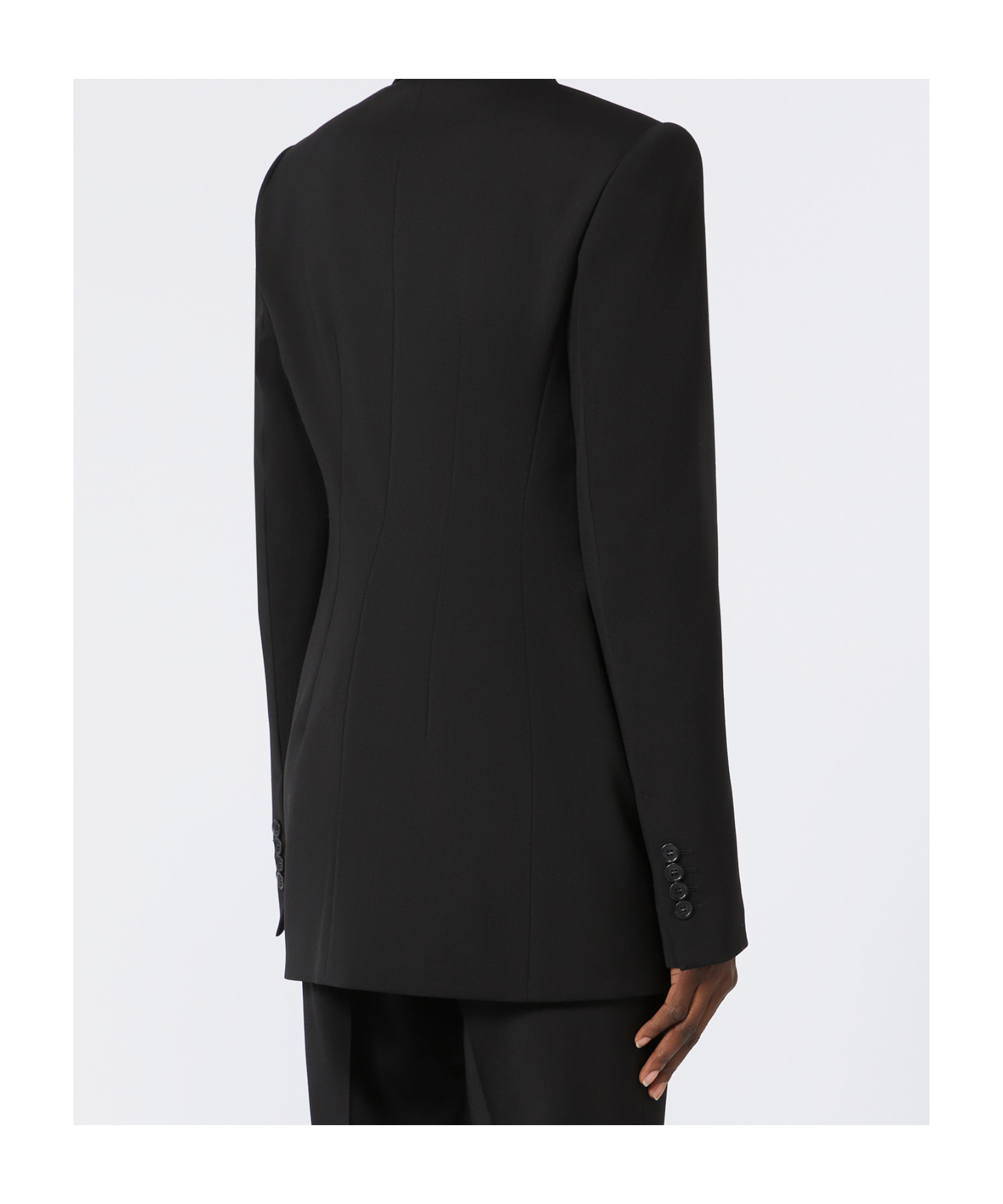 Sportmax Structured Double-breasted Blazer With Flap Pockets In Black