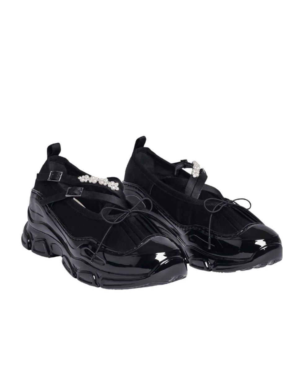 Shop Simone Rocha Beaded Tracker Sneakers In Black