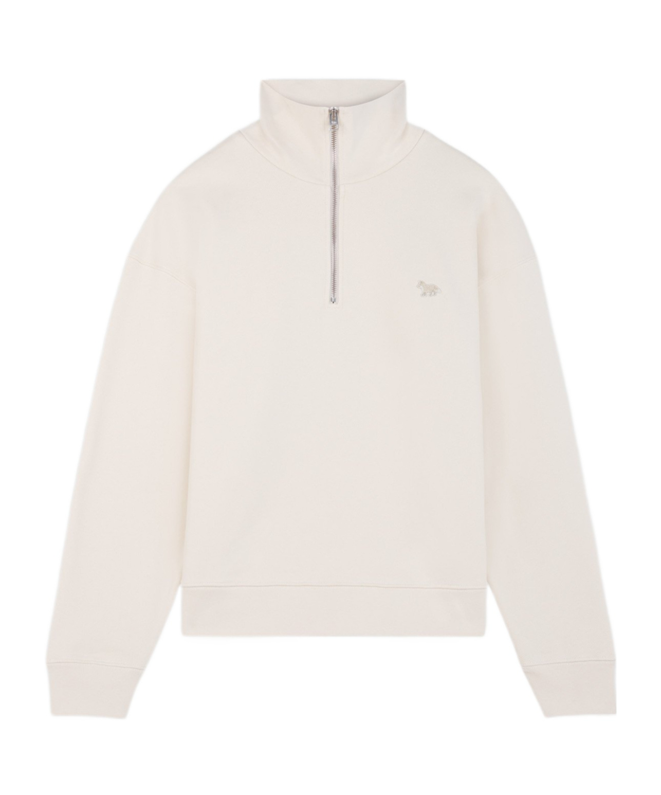 Maison Kitsuné Profile Fox-embroidered Half-zip Sweatshirt In White