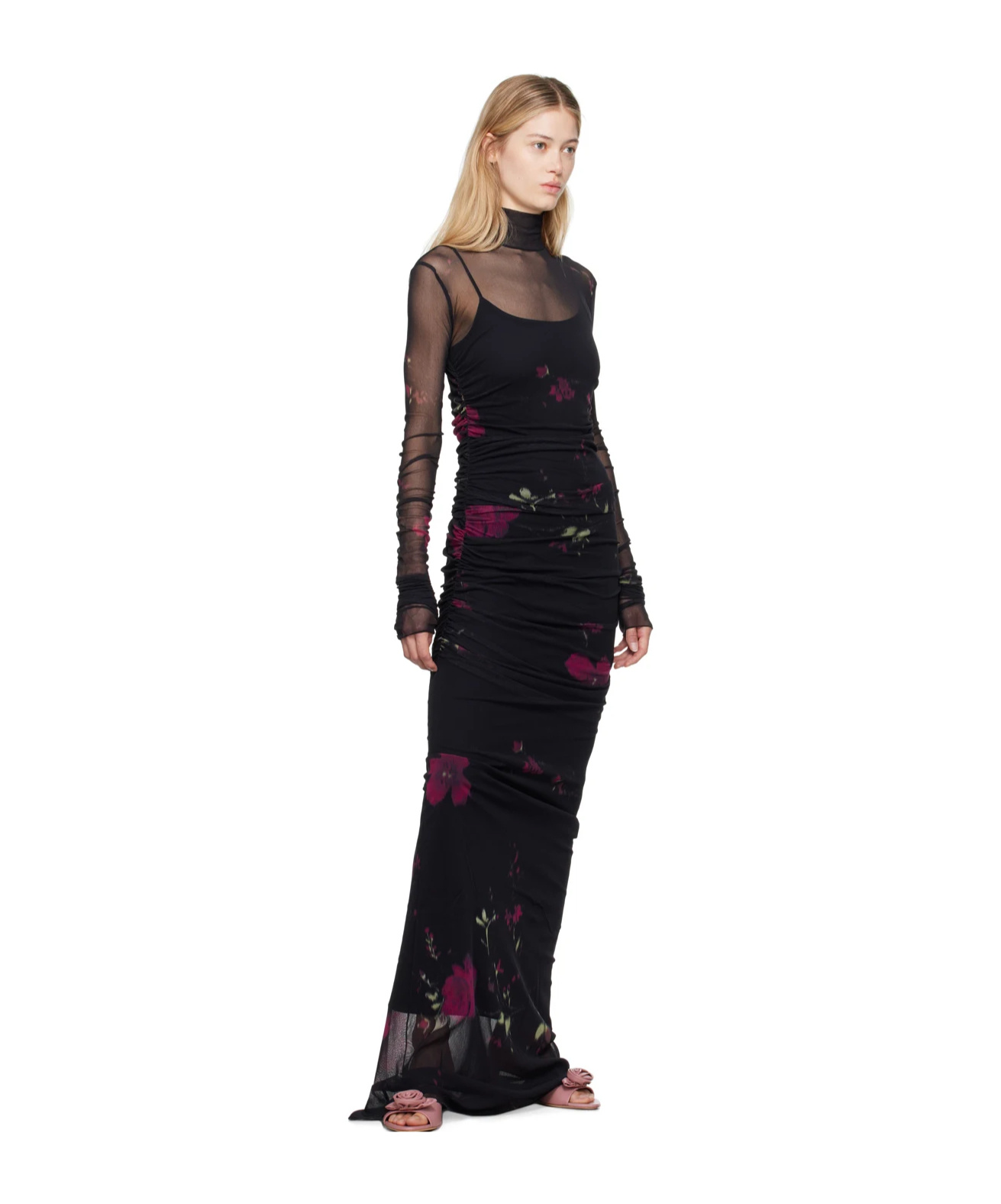 Blumarine Floral Pattern Dress In Black