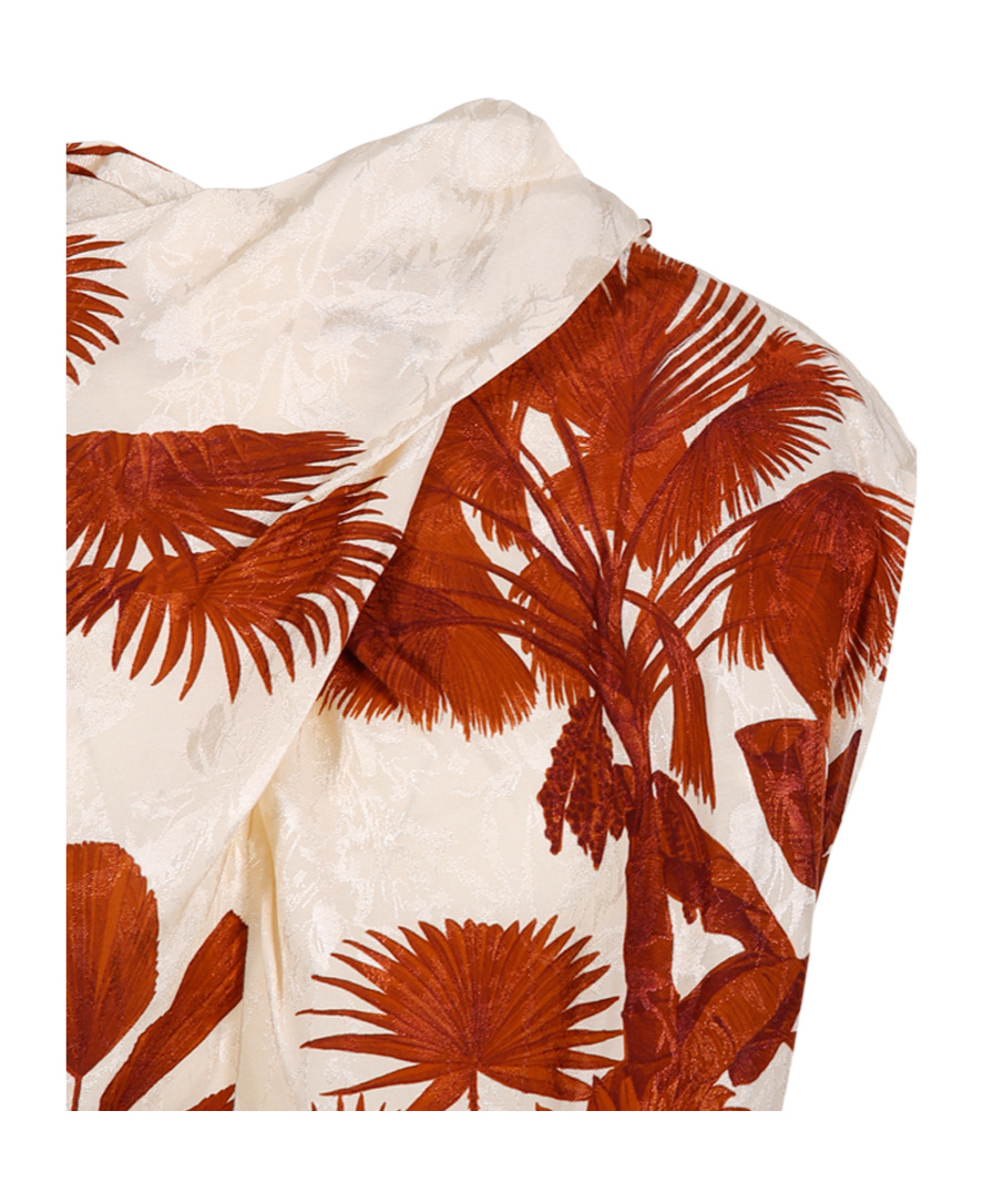 Johanna Ortiz Island Stories Cowl-neck Top In Red