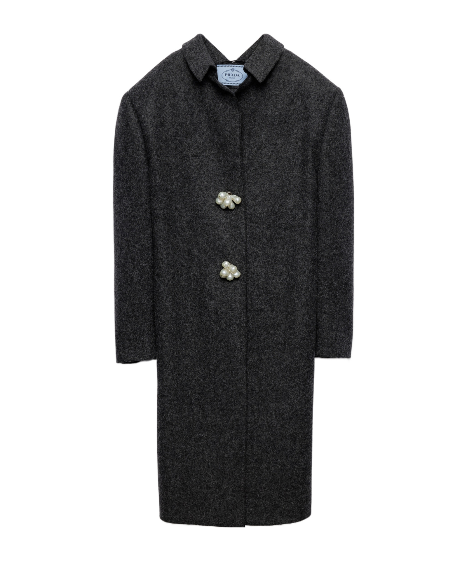 Prada Shetland Wool Coat With Jewel Buttons In Gray