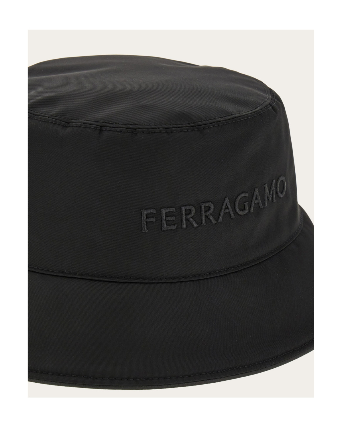 Ferragamo Bucket Hat With Embroidered Logo In Black
