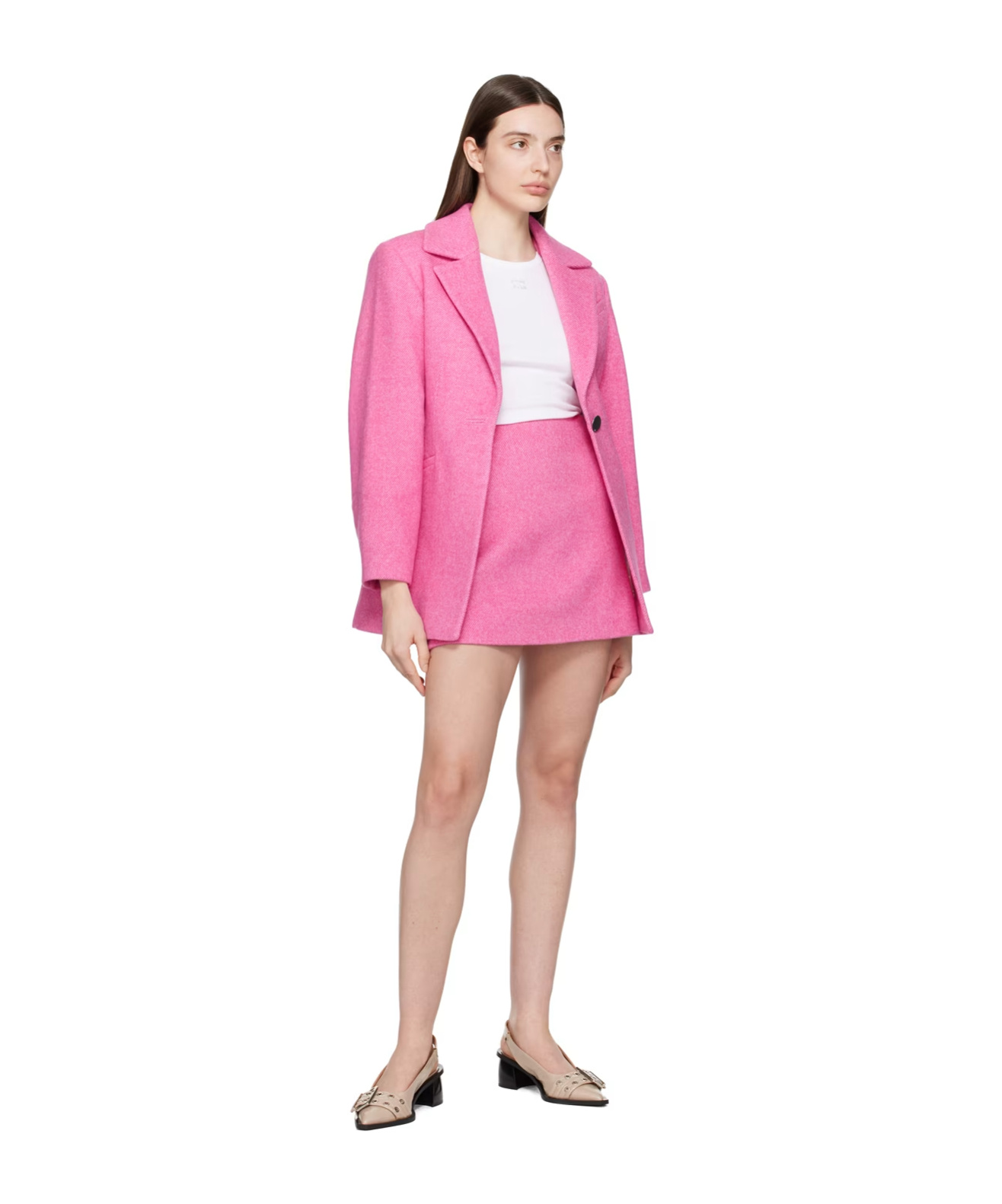 Ganni Recycled Wool-blend Miniskirt In Pink