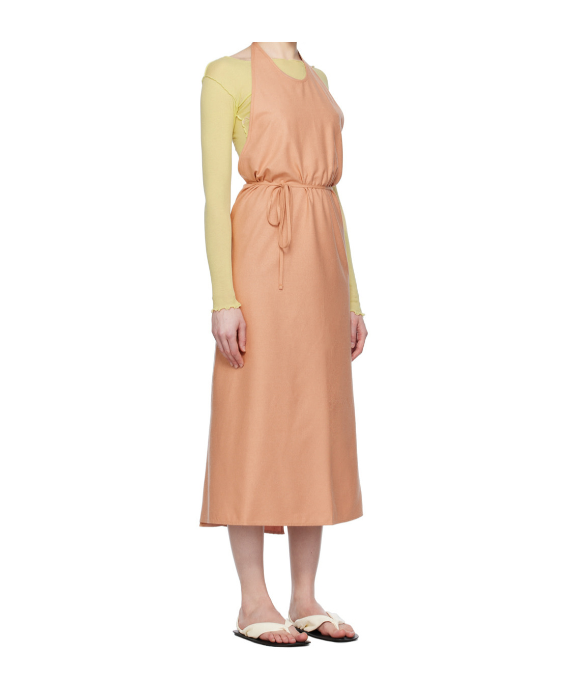 Baserange Pink Apron Midi Dress In Brown