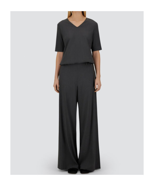 Herno Mc Top Anthracite V-neck Tied Waist In Black