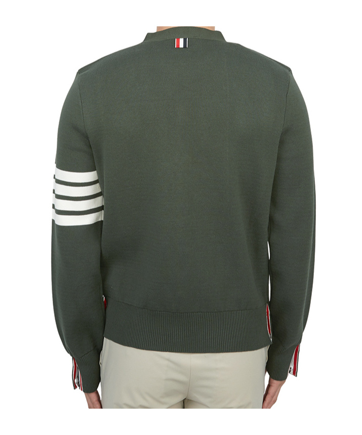 Thom Browne Cotton Crepe V-neck Cardigan In Black