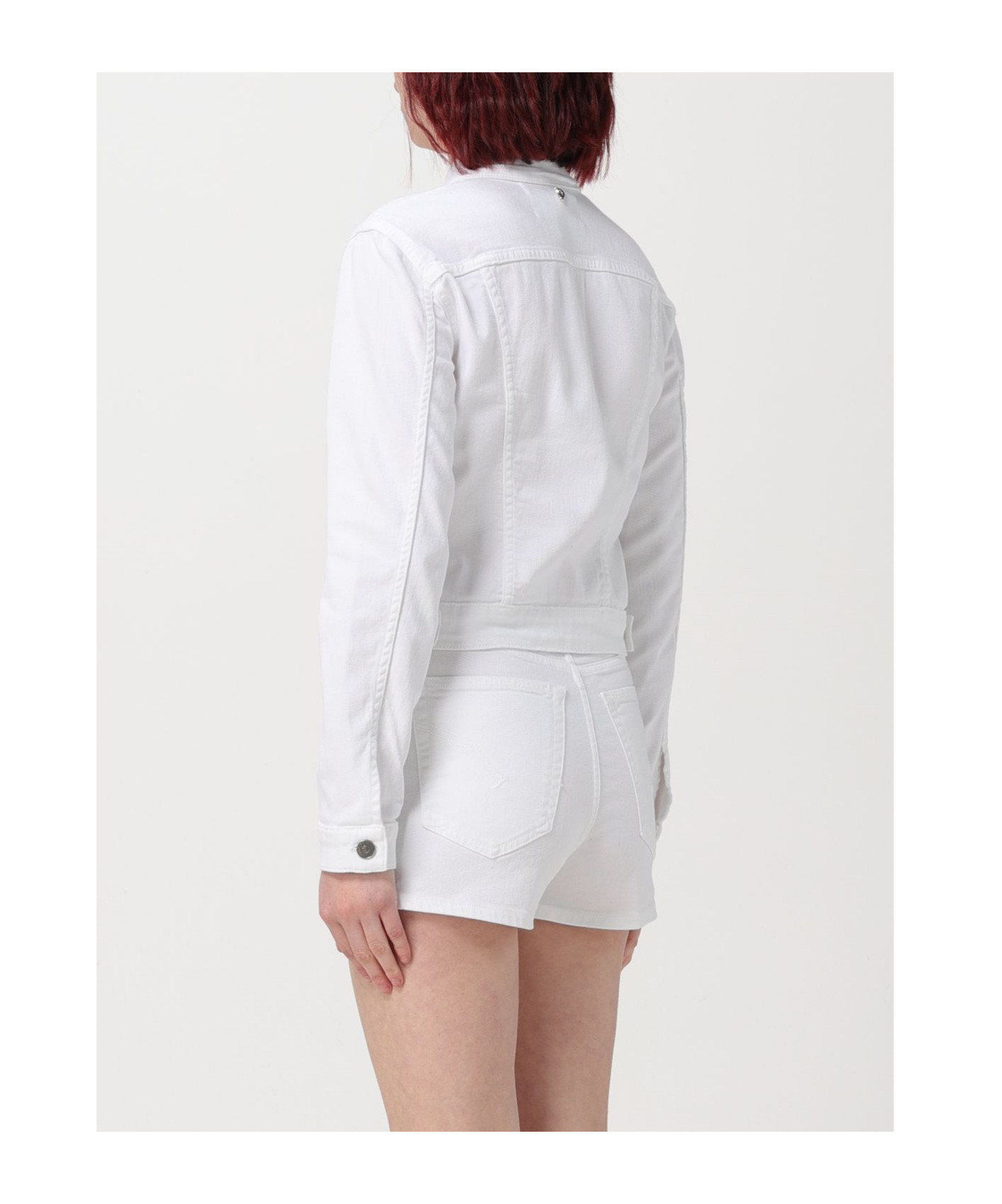 Dondup White Denim Cropped Jacket In White