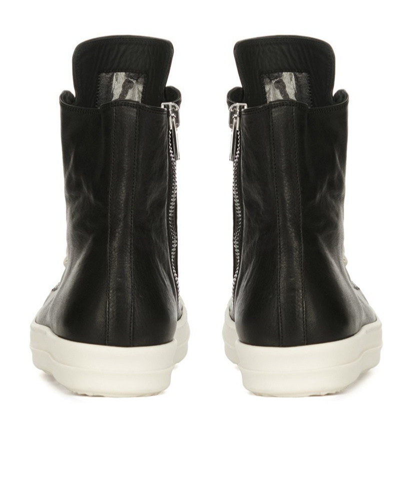 Rick Owens Men Leather High-top Sneakers In Black