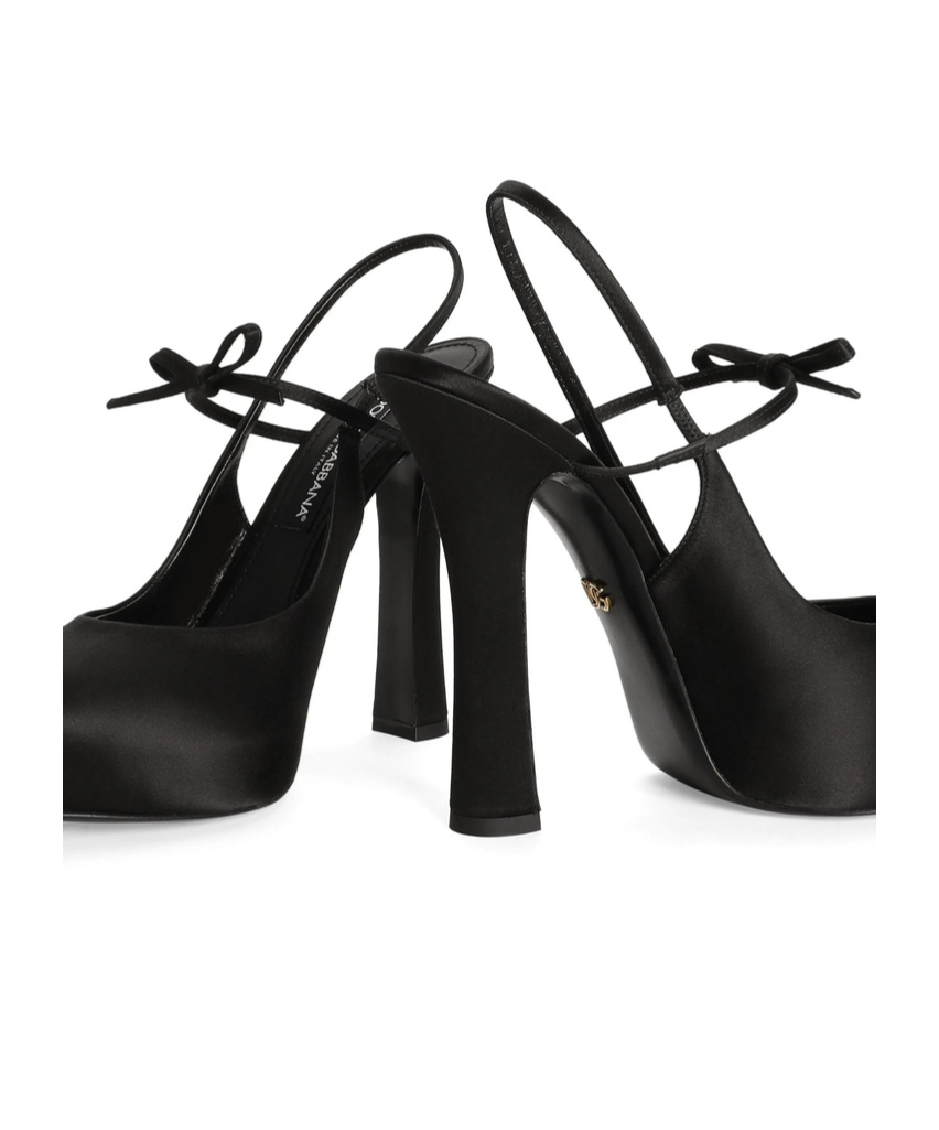Dolce & Gabbana Vally 105 Satin Slingback Pumps In Black