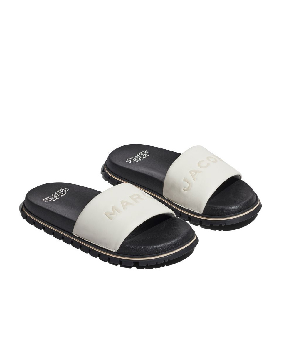 Marc Jacobs The Leather Slide Logo-embossed Slides In White