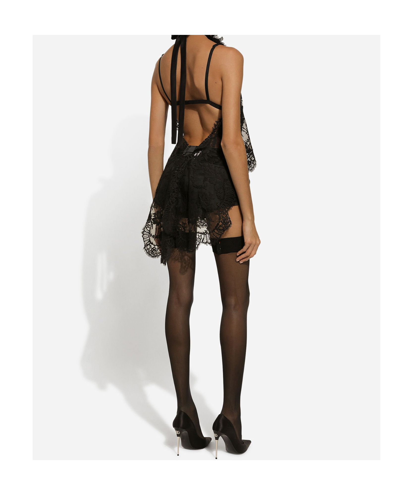 DOLCE & GABBANA DOLCE  GABBANA FLOWER DETAILED ASYMMETRICAL LACE TOP