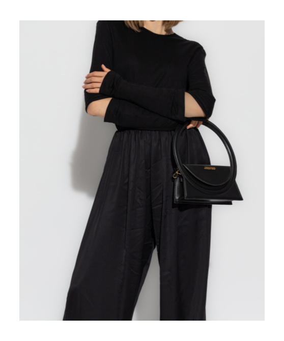 Helmut Lang Astro Crew Split-elbow Top In Black