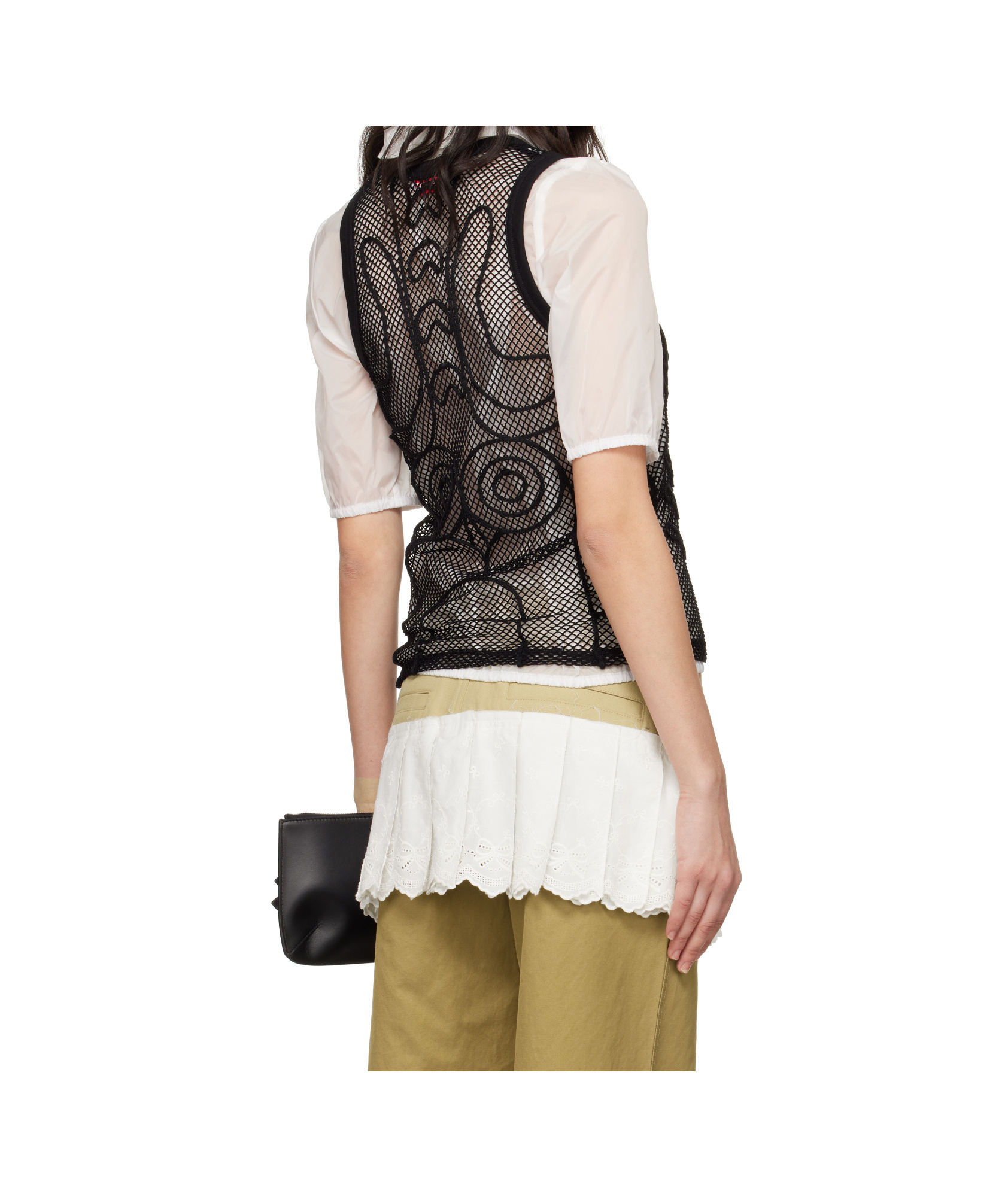 Charles Jeffrrey Loverboy Black Graphic Net Tank Top In Black
