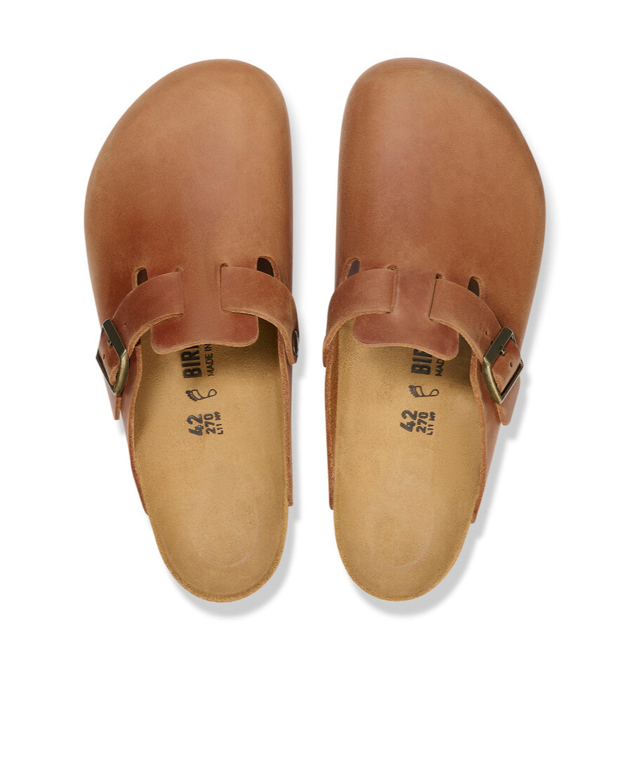 Birkenstock Boston Oiled Leather Mules In Brown