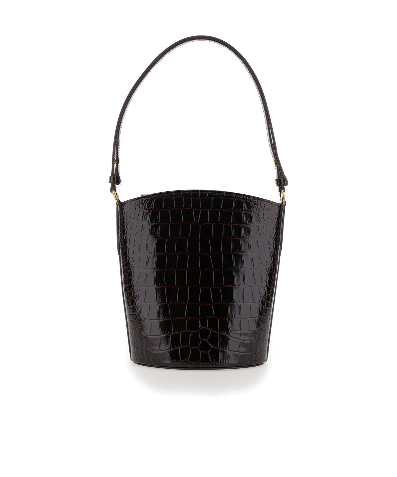 Tom Ford Shiny Embossed Medium Bucket Bag In Black