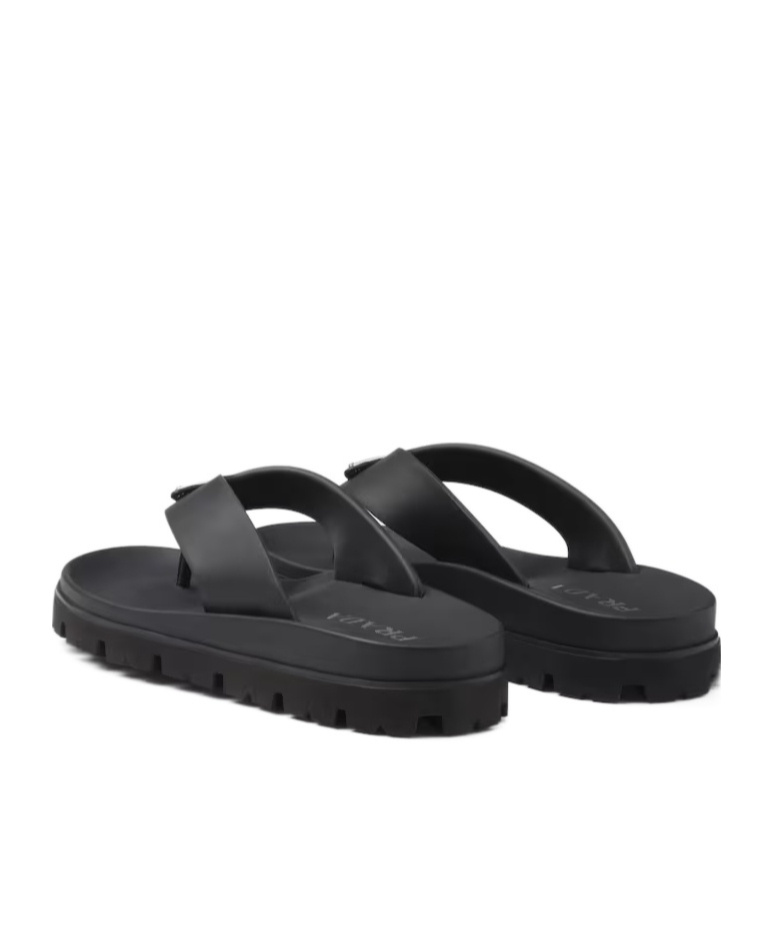 Prada Black Sandals With Wide Strap And Durable Sole In Black