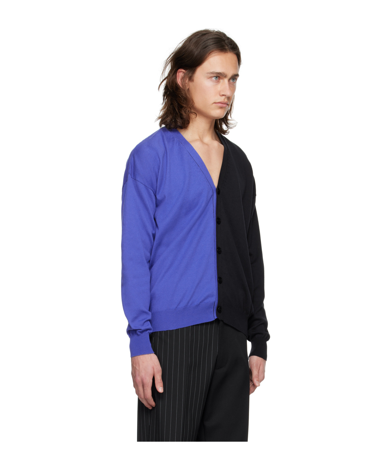 Mm6 Maison Margiela Stitched Knitted Long-sleeved Cardigan In Black