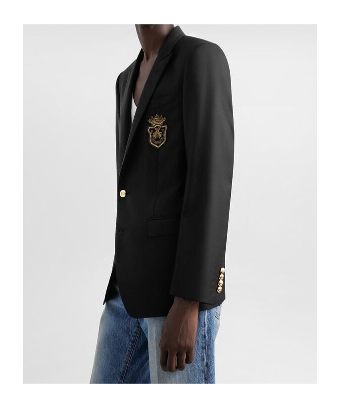 Dolce & Gabbana Appliqué Blazer - Men's - Eco Virgin Wool/silk/viscose In Black
