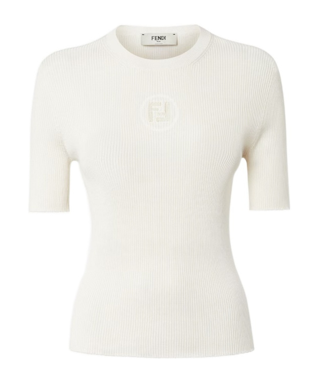 Fendi White Silk And Cotton Jumper