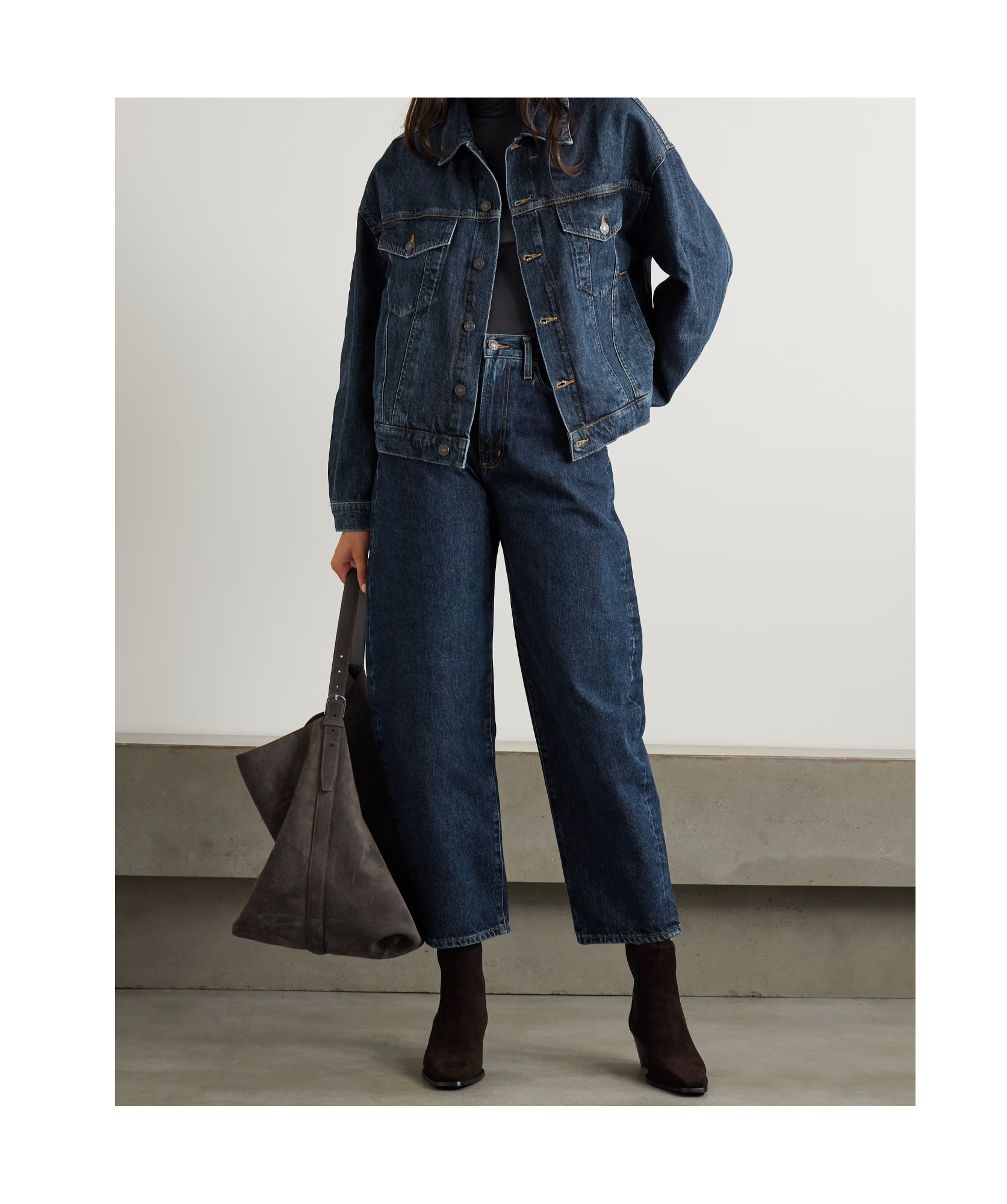 Agolde Button Denim Jacket In Blue