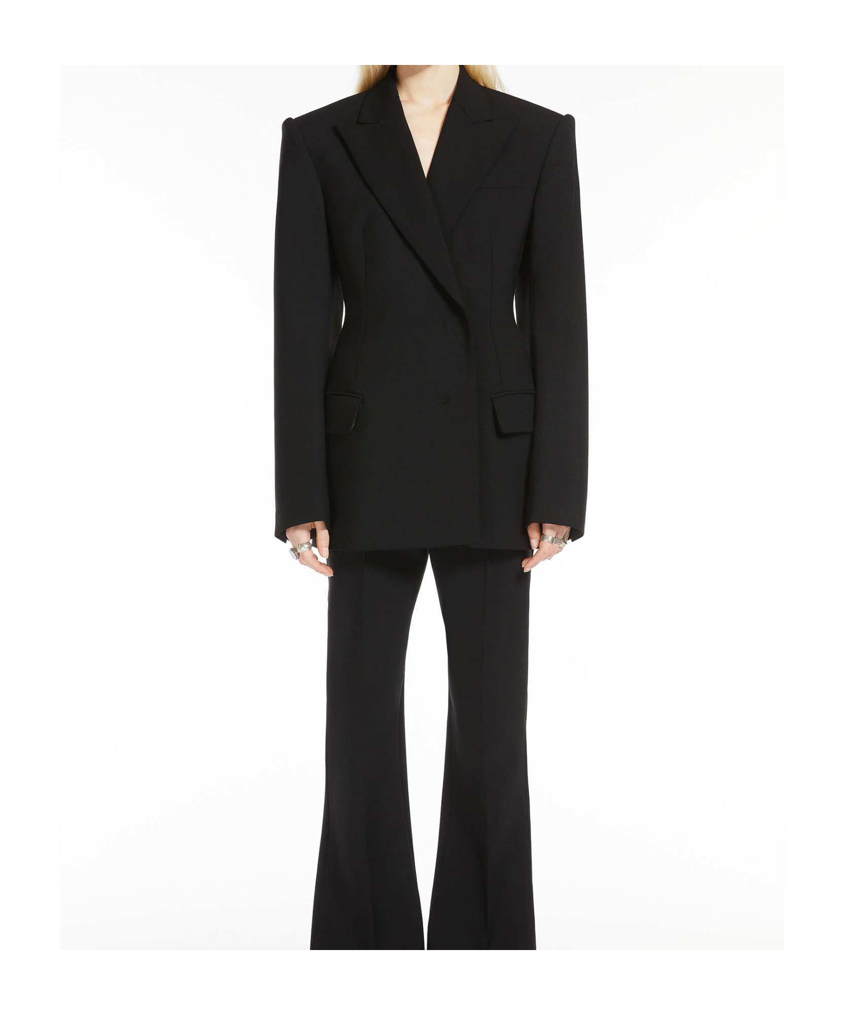 Sportmax 'danzica' Wool Blazer Featuring Flap Pockets In Black