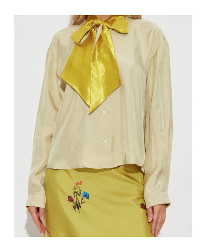 Marni Shirt With Scarf Collar In Neutral