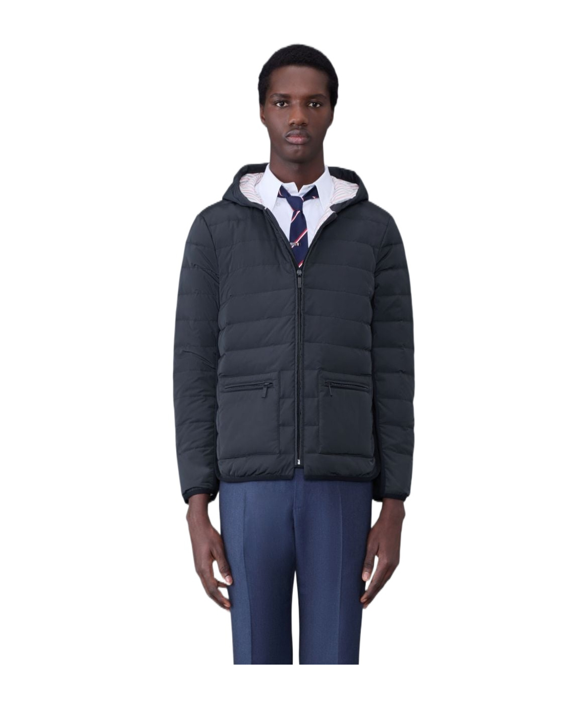 Thom Browne Down Jacket 4bar In Black