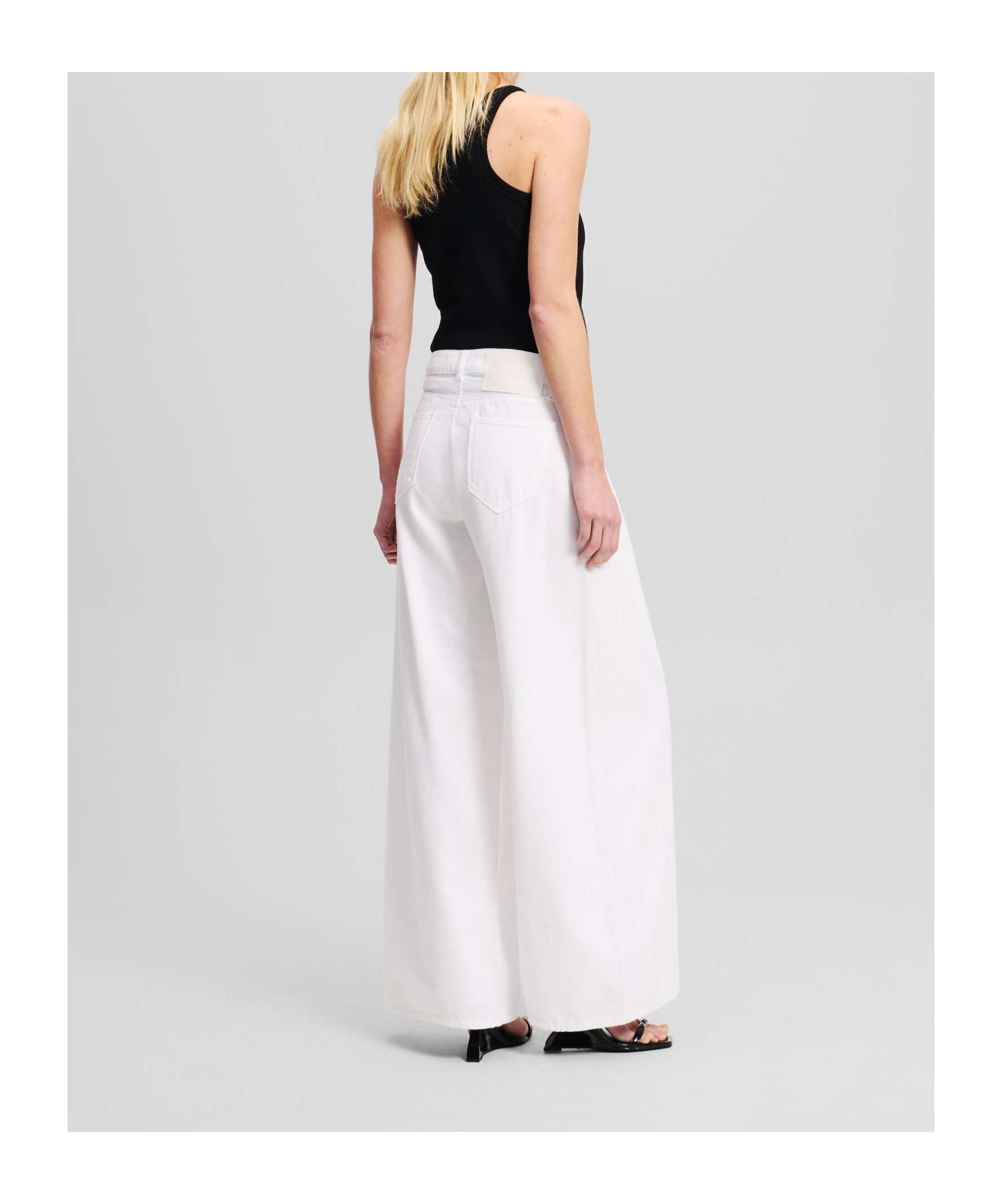 Shop Karl Lagerfeld Mid-rise Wide-leg Jeans In White