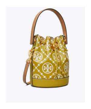Tory Burch T Monogram Mini Embossed Bucket Bag In Brown