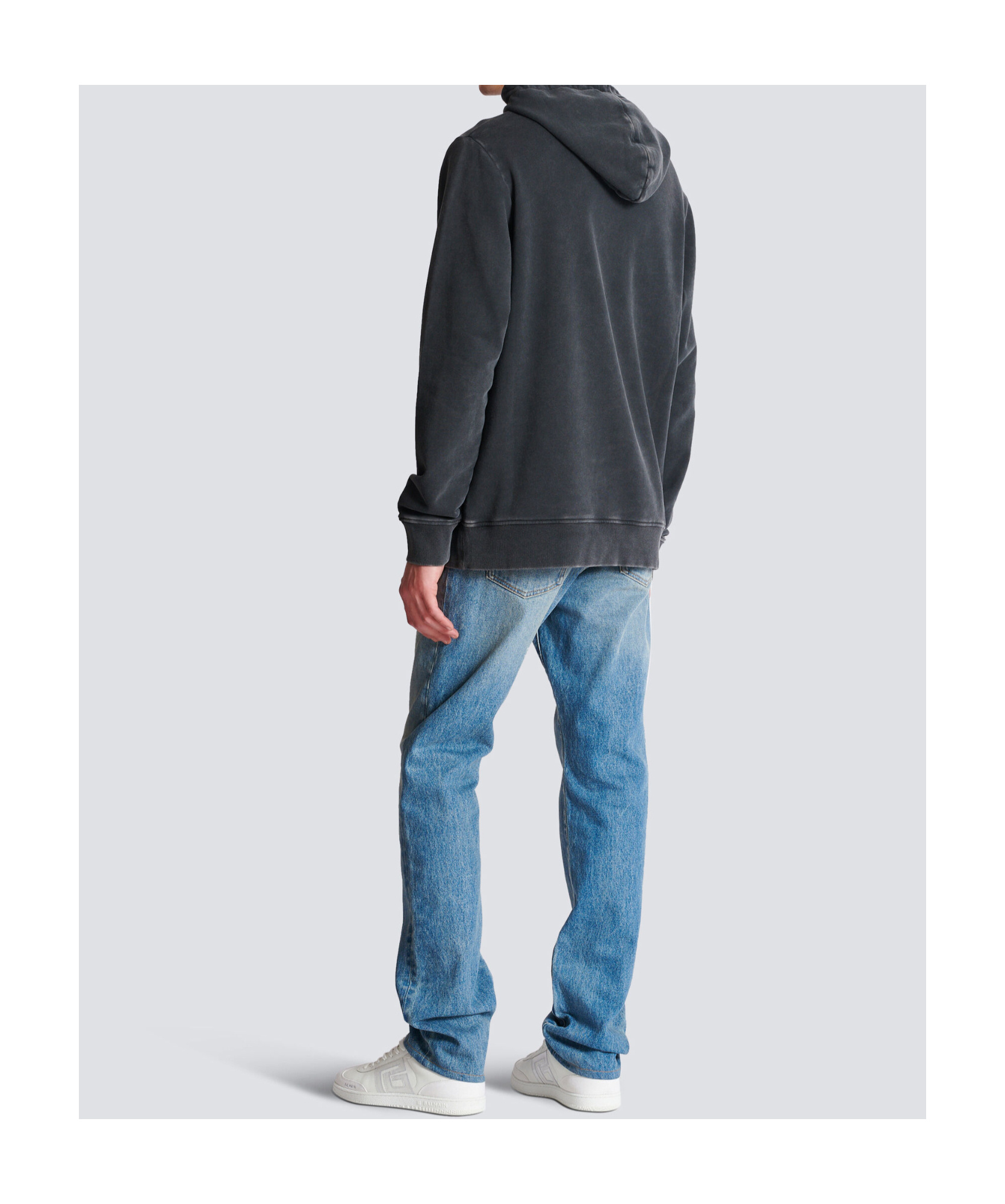 Balmain Logo-embroidered Cotton-jersey Hoodie In Black