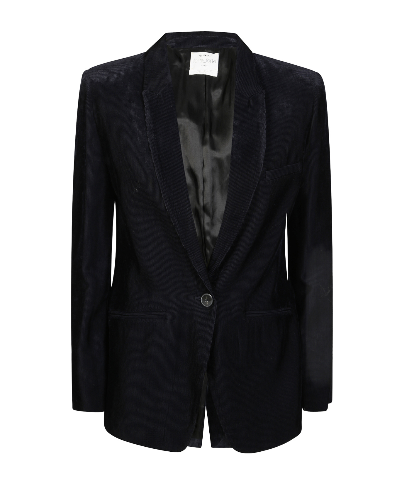 Forte Forte Velvet Blazer With Notched Lapel And Front Pockets In Black