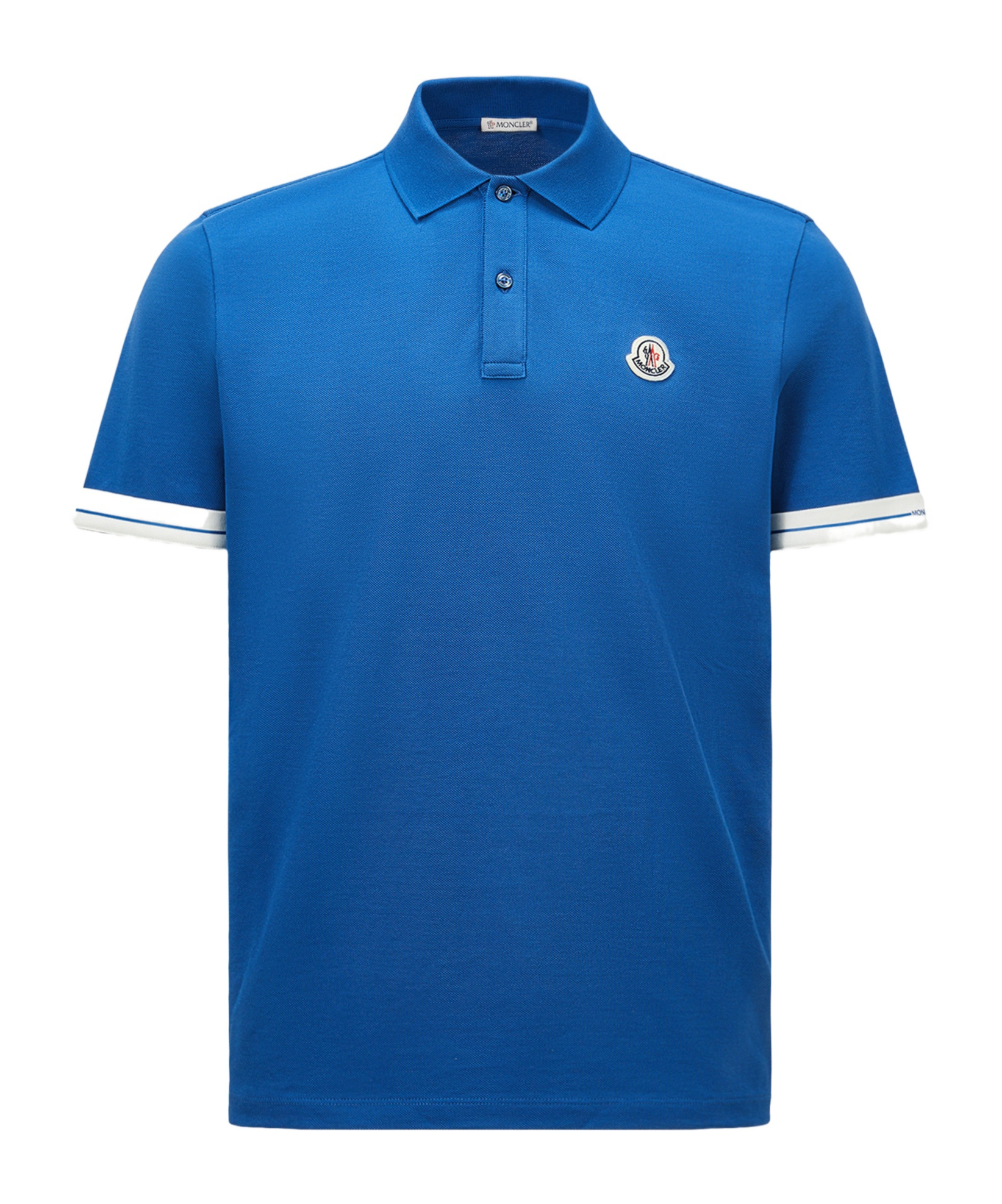 Moncler Logo Cotton Piquet Polo Shirt Blue In Blue