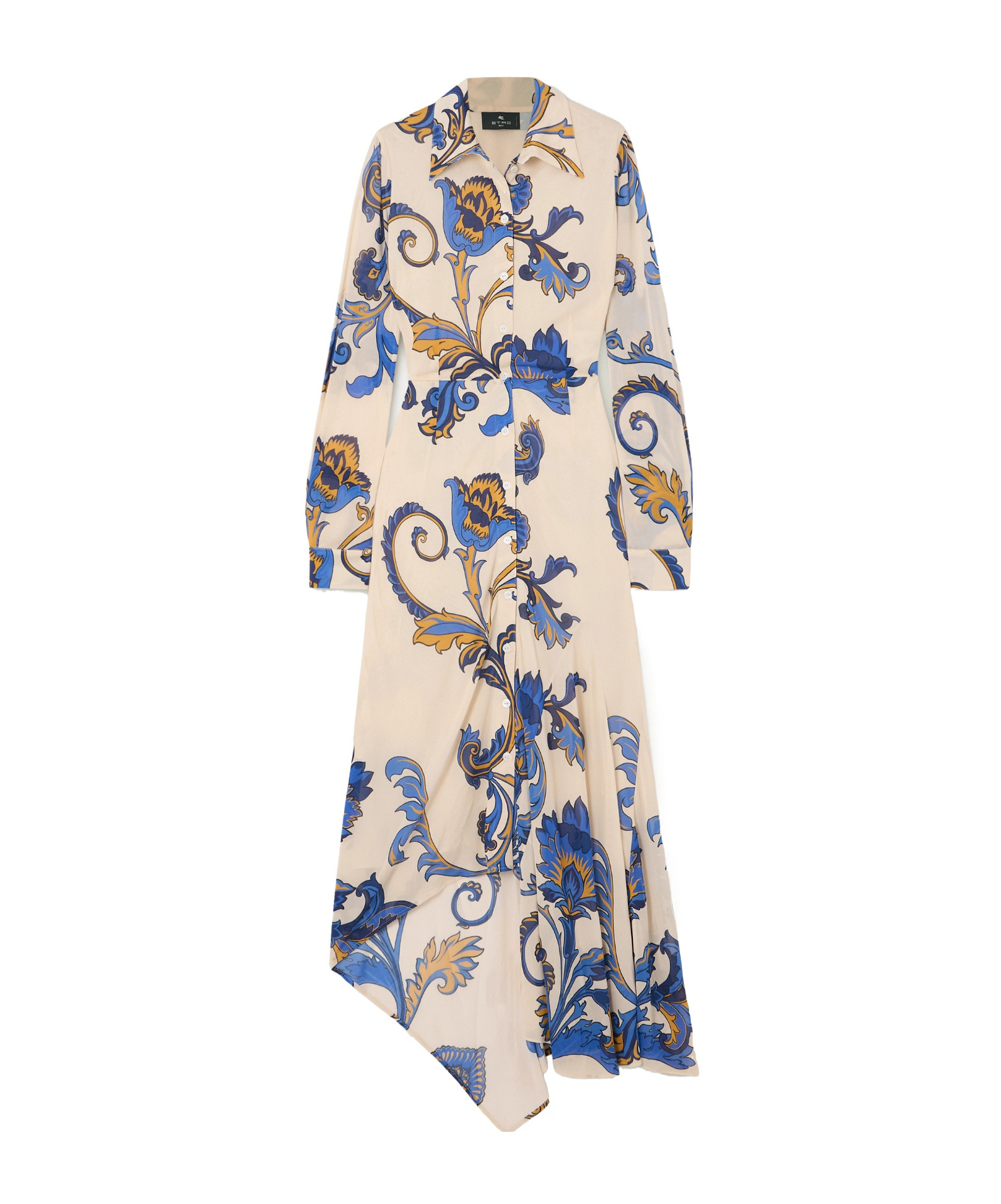 Etro Floral-print Chiffon Midi Shirt Dress In Multi