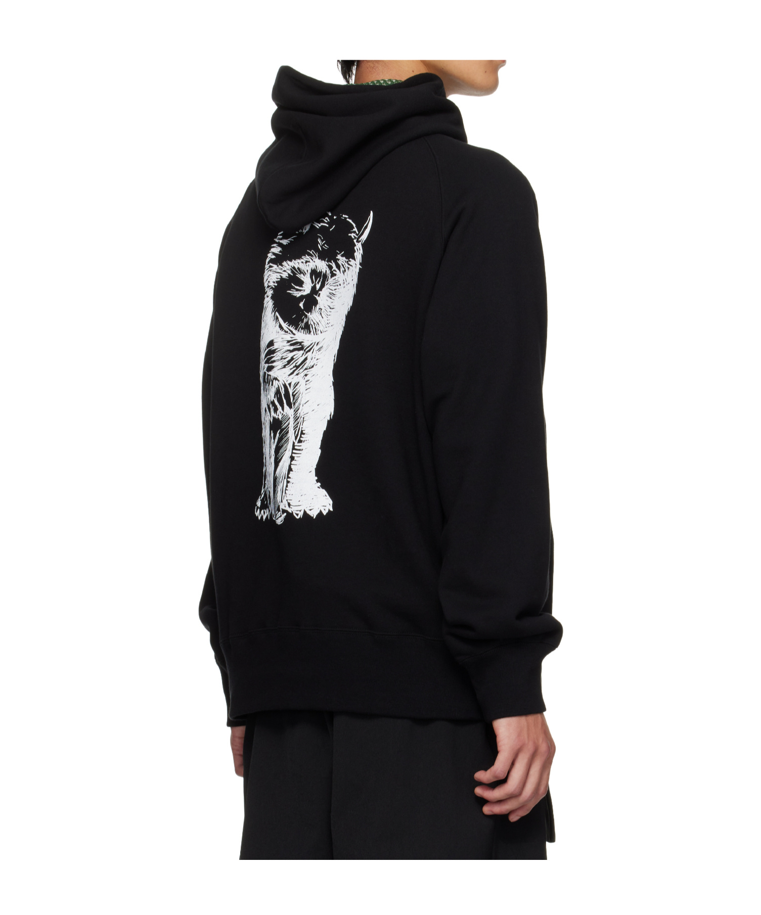 Sacai Long-sleeved Hooded Sweatshirt In Black