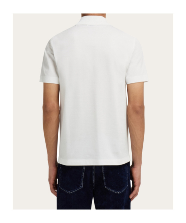 Ferragamo Pocket Embroidered Polo Shirt In White