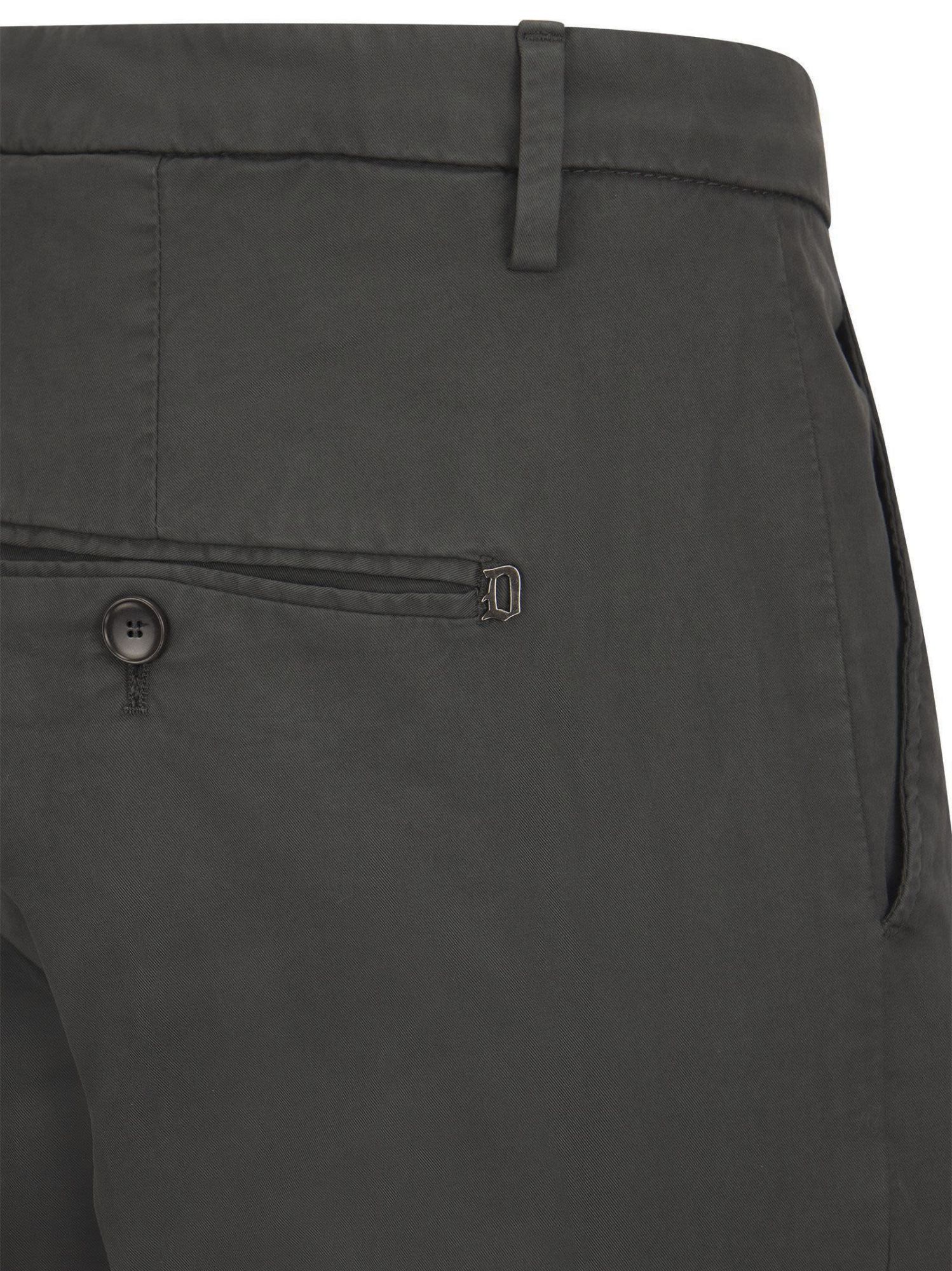 Dondup Cuffed Hem Stretch Cotton Trousers In Black