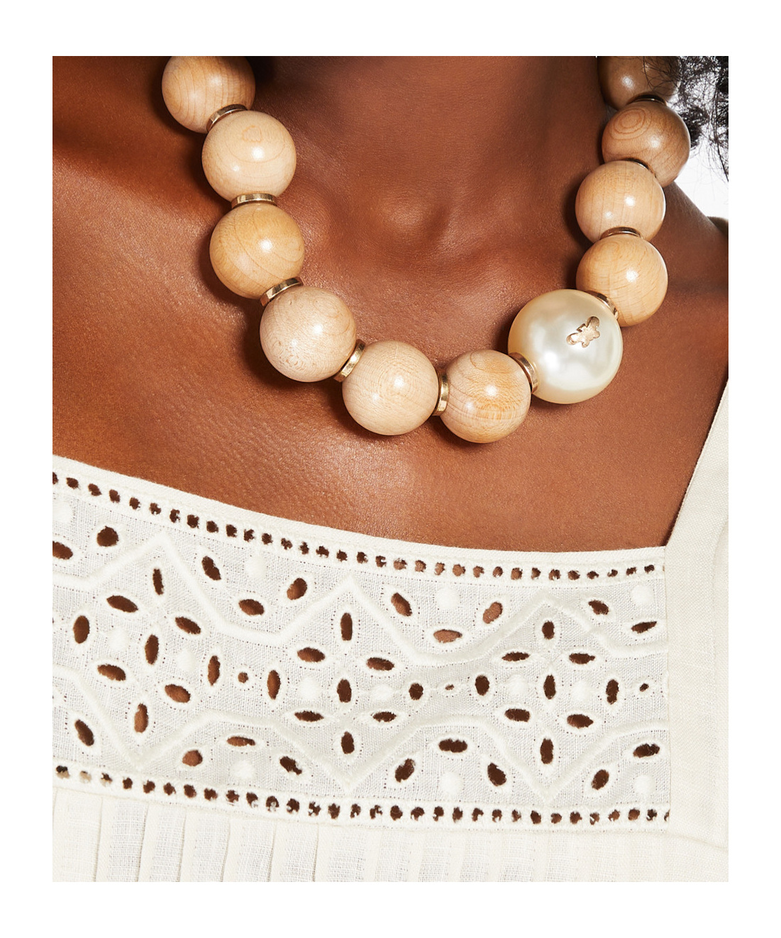 Shop Weekend Max Mara Wooden Choker Necklace In Yellow