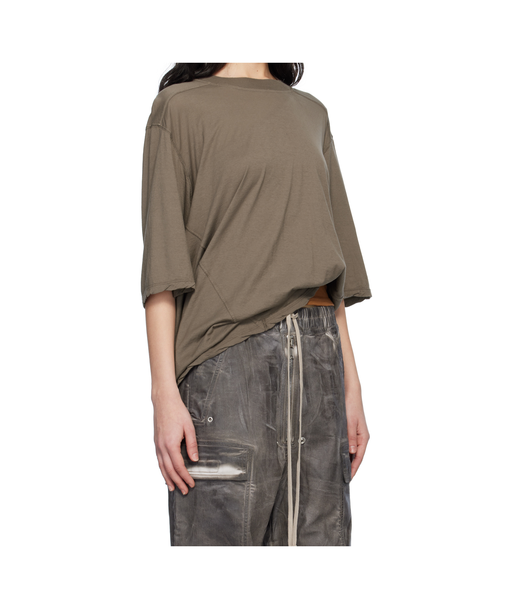 Rick Owens Drkshdw Gray Hollywood Walrus T-shirt In Multicolor
