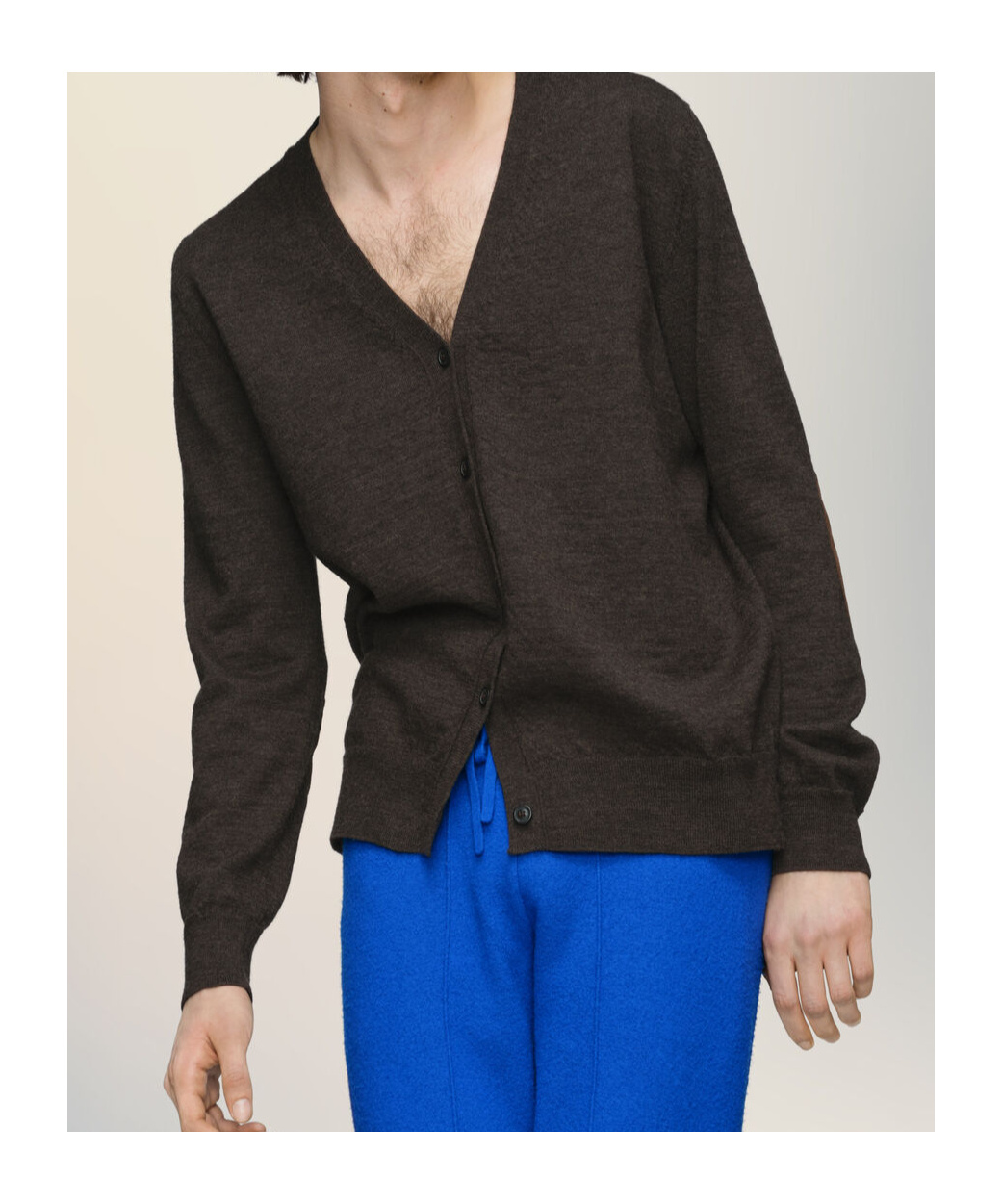 Maison Margiela Suede Patch Cardigan Sweaters And Cardigans Brown In Brown