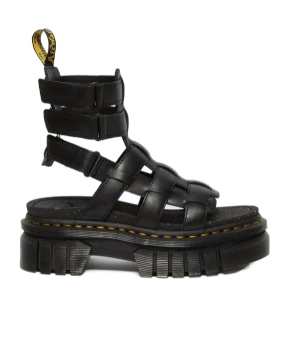 Dr. Martens' Ricki Nappa Lux Leather Platform Gladiator Sandals In Black
