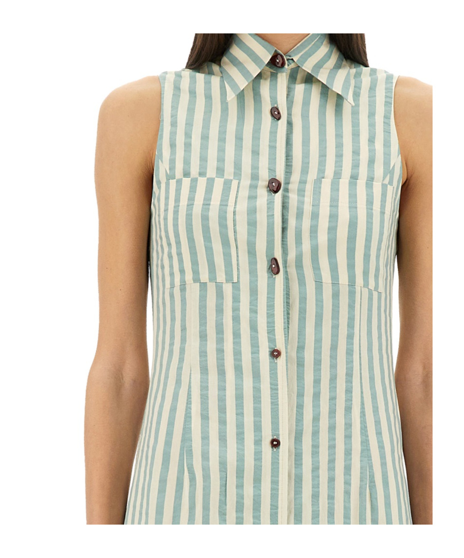 Alysi Striped-pattern Sleeveless Midi Dress In Green