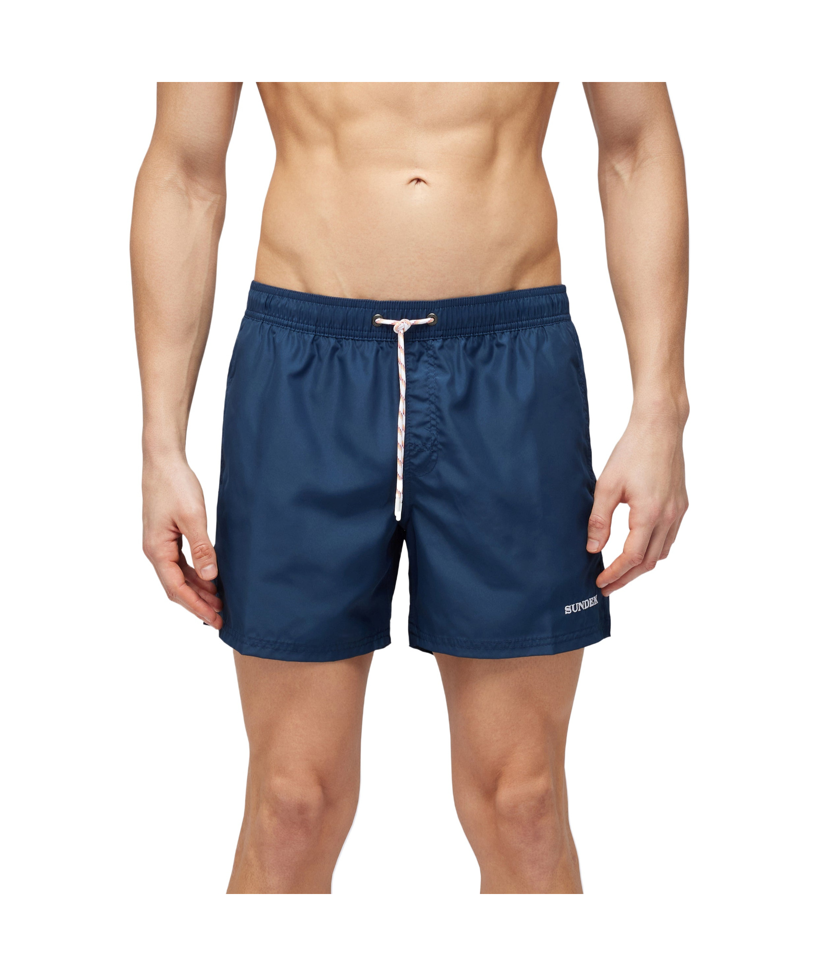 Sundek Elastic Waist-belt Swimming Trunks In Blue