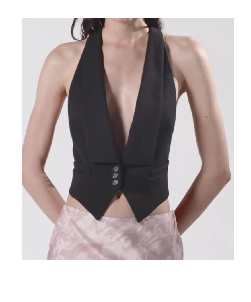 Shop Pinko Rear-tied Vest In Black