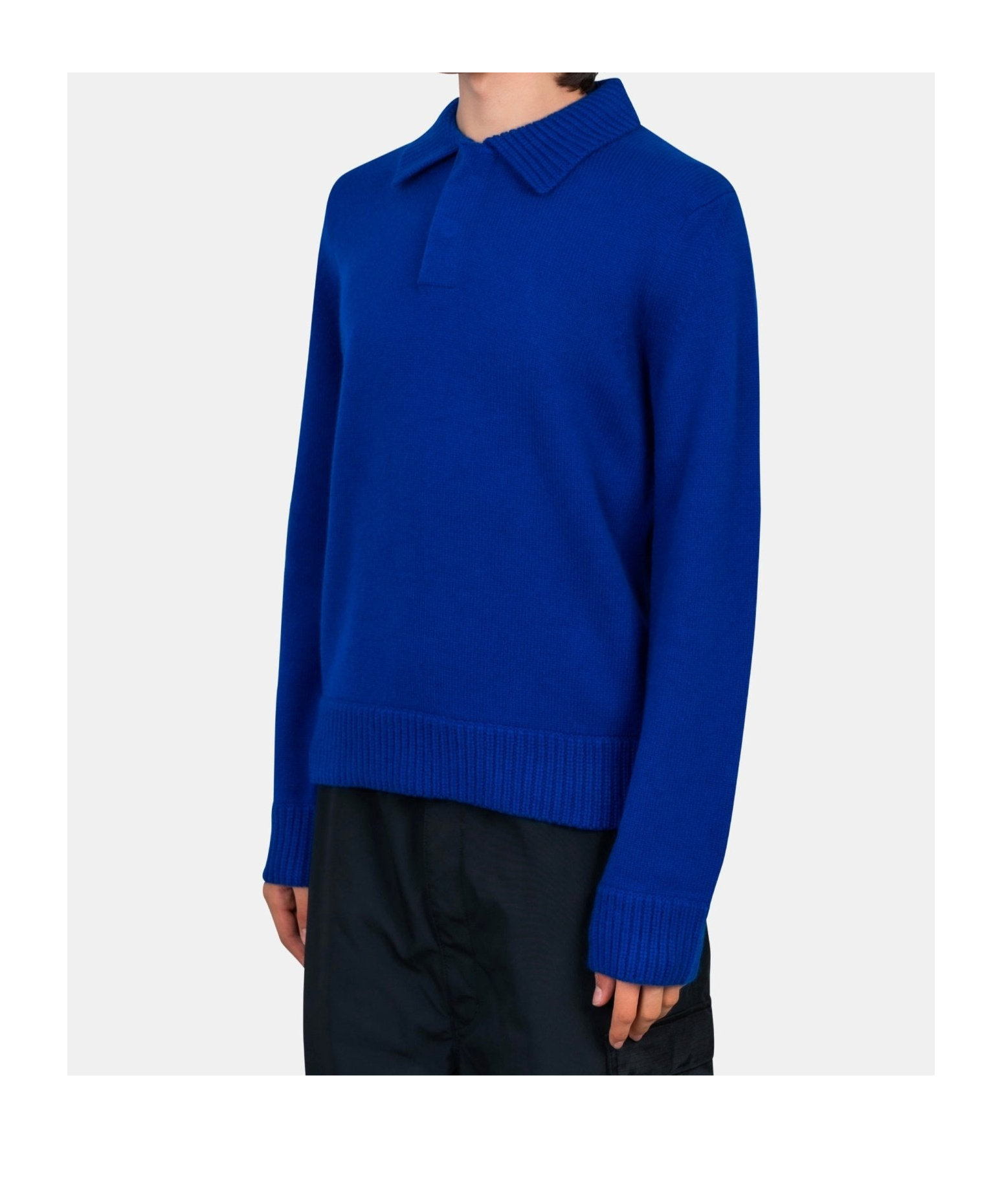 Sacai Long-sleeved Wool Sweater In Blue