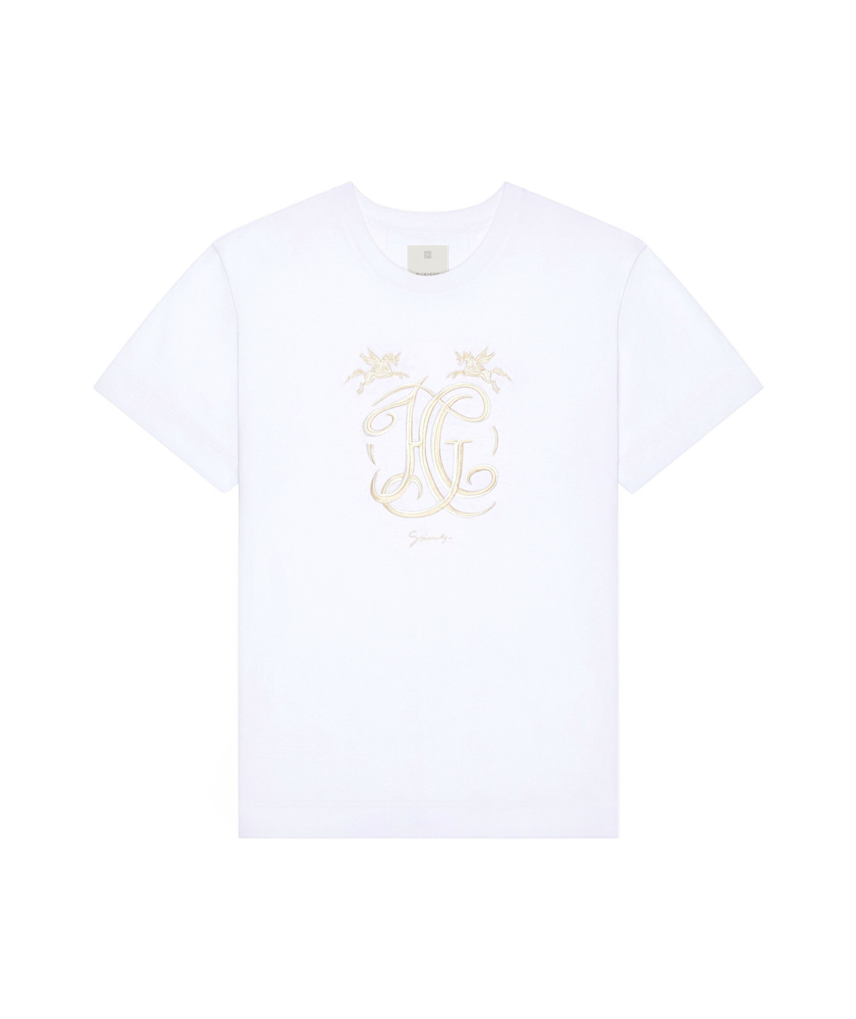Givenchy Hg Embroidered Cotton T-shirt In White