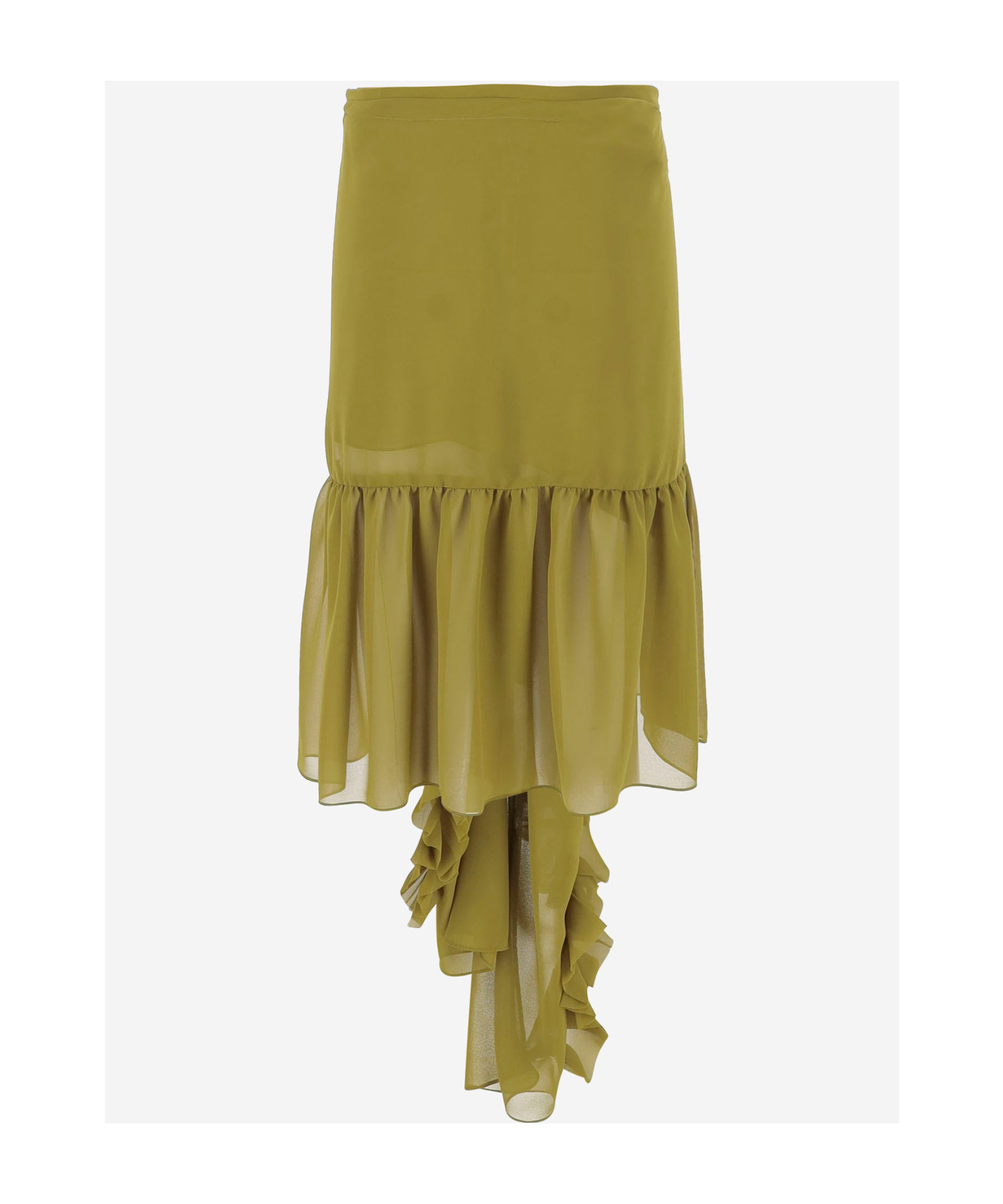Dries Van Noten Nylon Skirt With Ruffles In Green