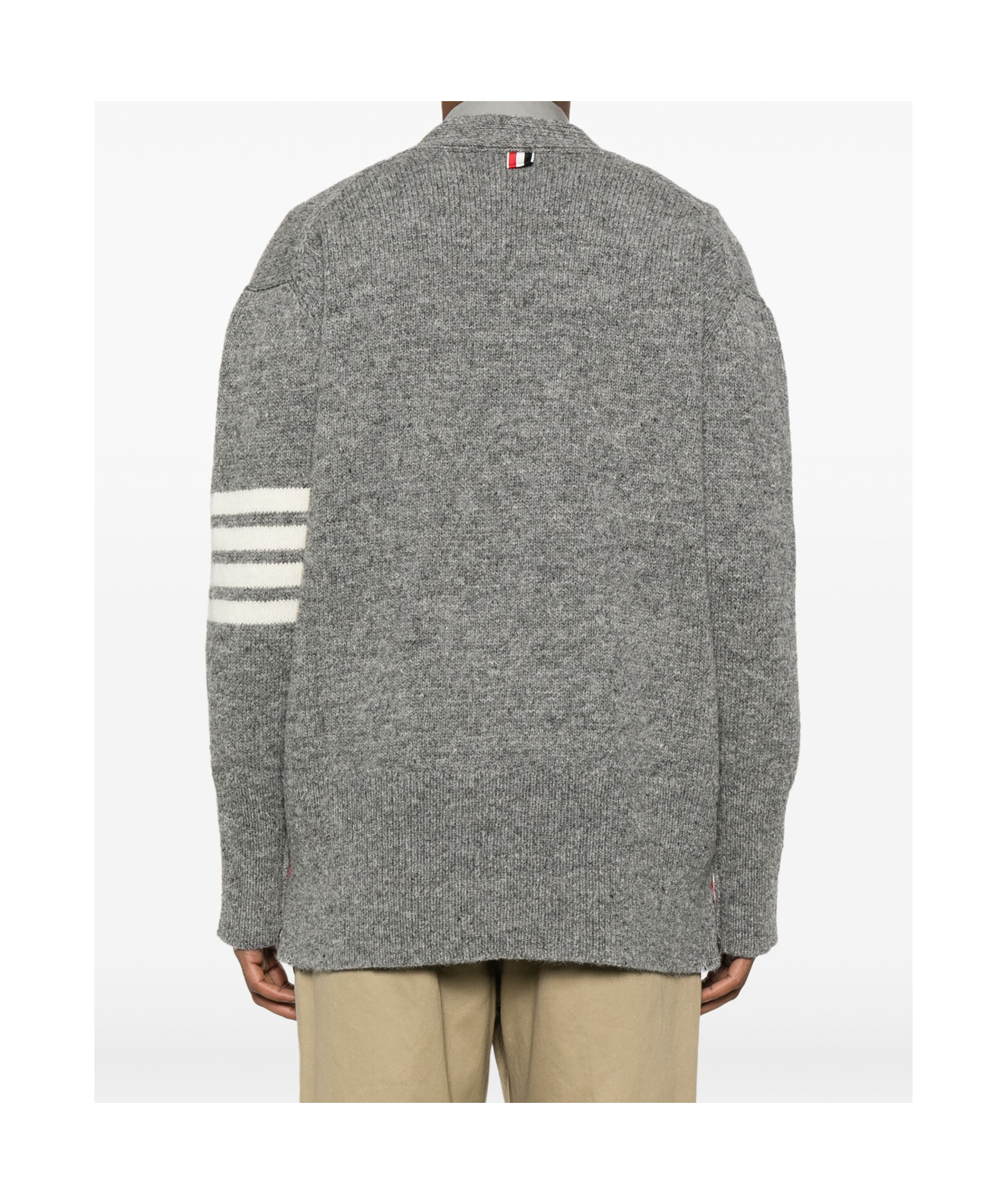 Thom Browne 4-bar Mélange Wool Cardigan In Gray