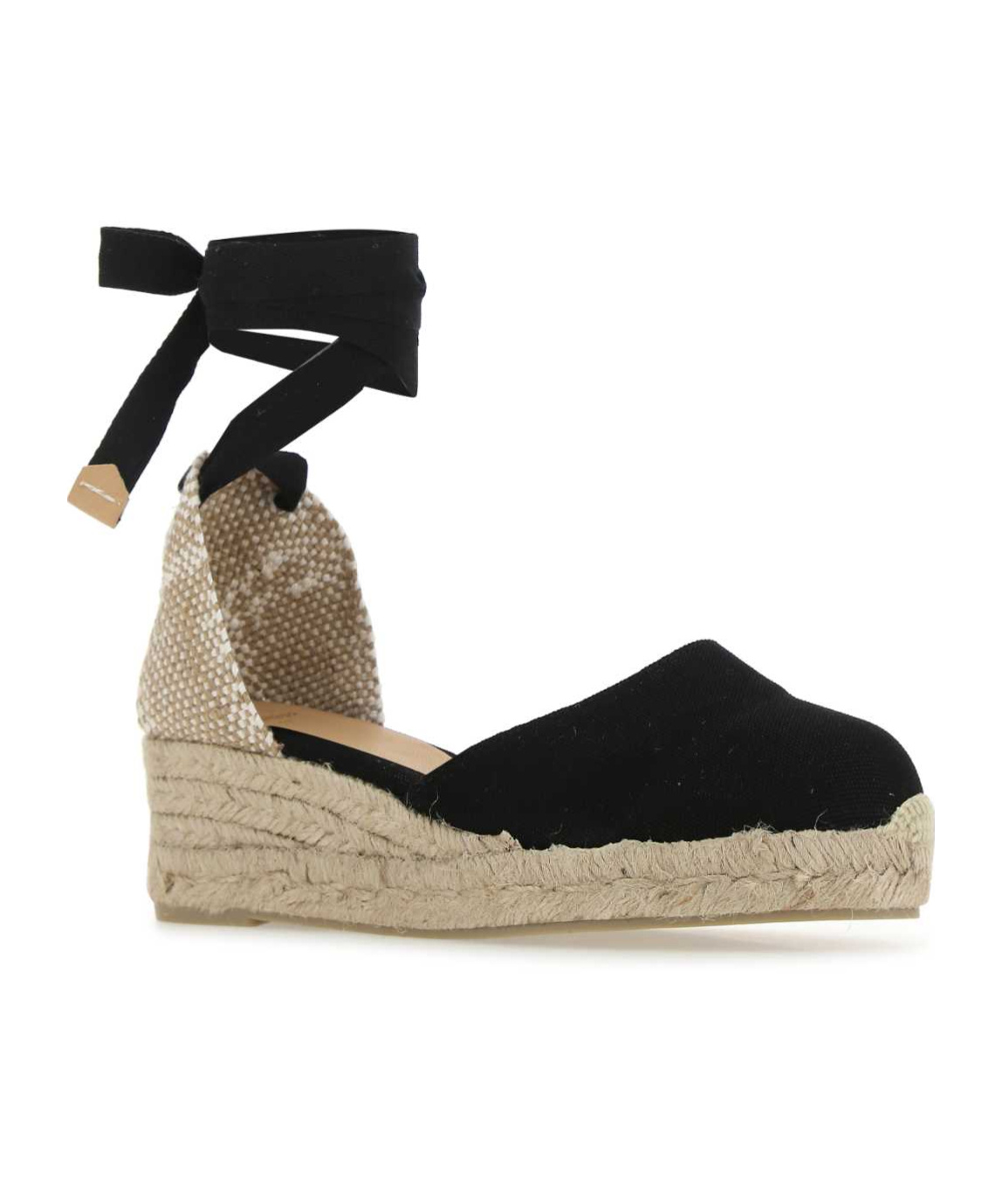 Castaã±er Canvas Carina Closed Toe Espadrille Wedges In Black